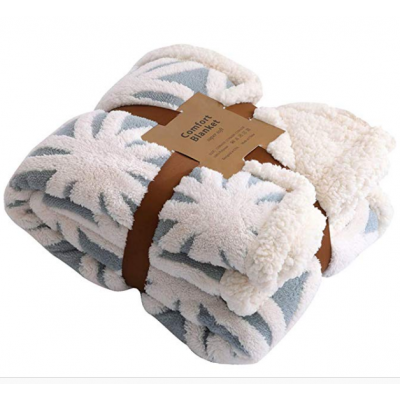 Soft Knitted Two Sides Brushed Flannel Throw Sherpa Fleece Blanket