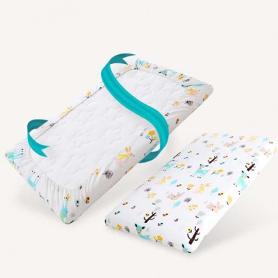 Waterproof customized 100% Organic cotton printed crib baby mattress protector elastic fitted sheet